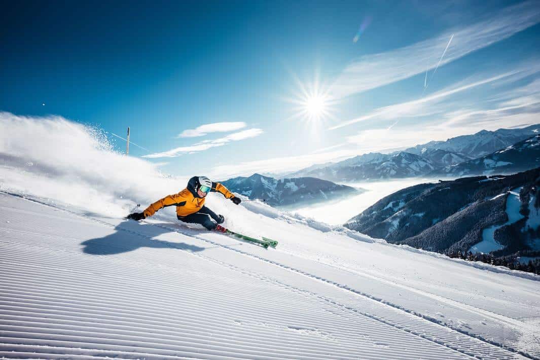 skifahren im winterurlaub auf der schmittenhohe c